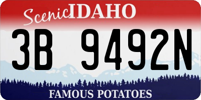 ID license plate 3B9492N