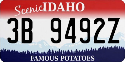 ID license plate 3B9492Z