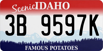 ID license plate 3B9597K