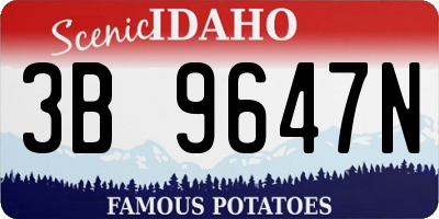 ID license plate 3B9647N