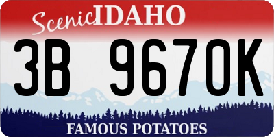 ID license plate 3B9670K