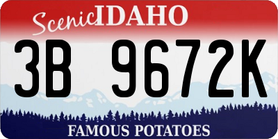 ID license plate 3B9672K