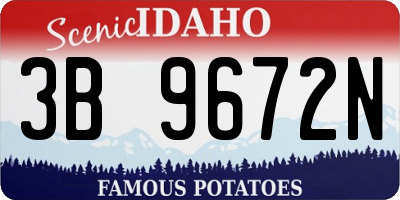 ID license plate 3B9672N