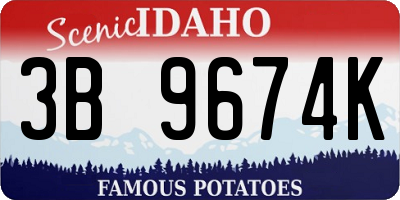 ID license plate 3B9674K