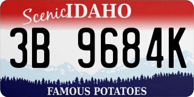 ID license plate 3B9684K