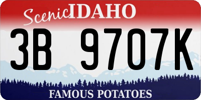 ID license plate 3B9707K