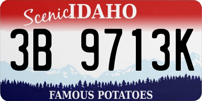 ID license plate 3B9713K