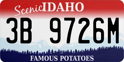 ID license plate 3B9726M