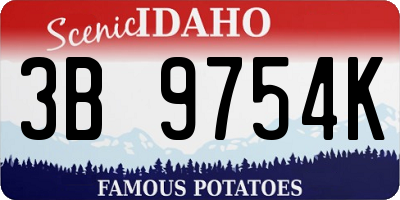 ID license plate 3B9754K