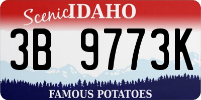 ID license plate 3B9773K