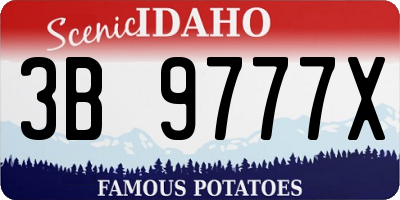 ID license plate 3B9777X