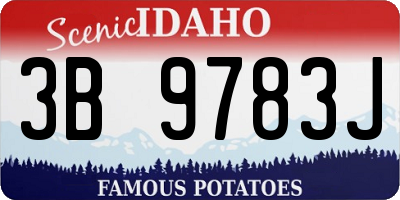 ID license plate 3B9783J