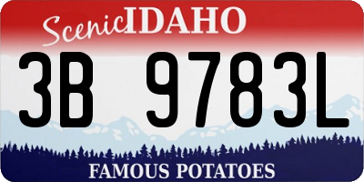 ID license plate 3B9783L