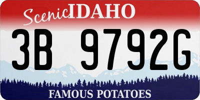 ID license plate 3B9792G