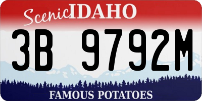 ID license plate 3B9792M