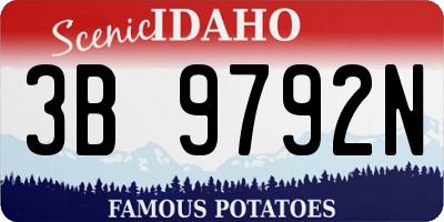 ID license plate 3B9792N