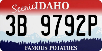 ID license plate 3B9792P