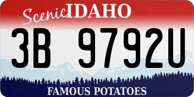 ID license plate 3B9792U
