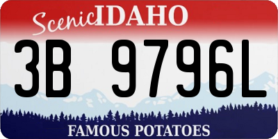 ID license plate 3B9796L