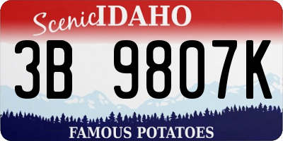 ID license plate 3B9807K