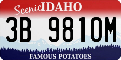 ID license plate 3B9810M