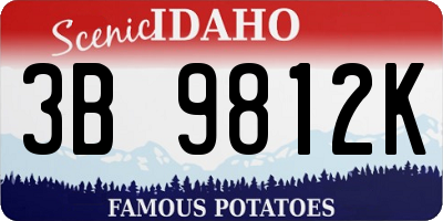 ID license plate 3B9812K