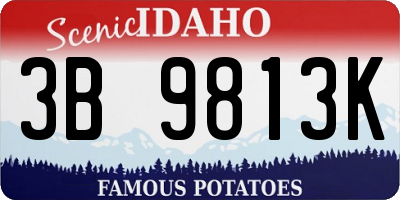 ID license plate 3B9813K