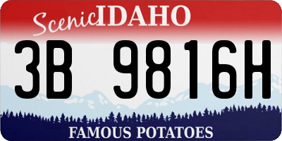 ID license plate 3B9816H