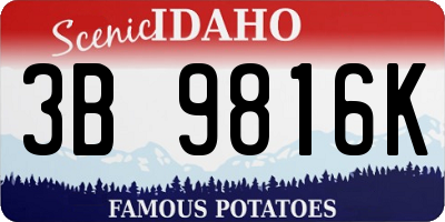 ID license plate 3B9816K