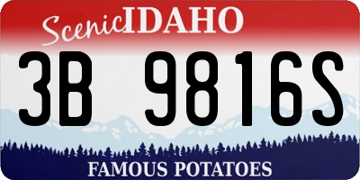 ID license plate 3B9816S