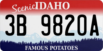 ID license plate 3B9820A