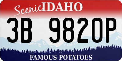 ID license plate 3B9820P