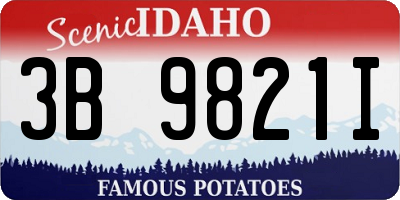 ID license plate 3B9821I