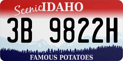 ID license plate 3B9822H