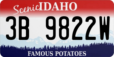 ID license plate 3B9822W