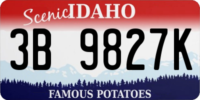 ID license plate 3B9827K