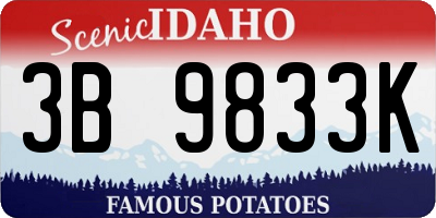 ID license plate 3B9833K
