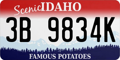 ID license plate 3B9834K