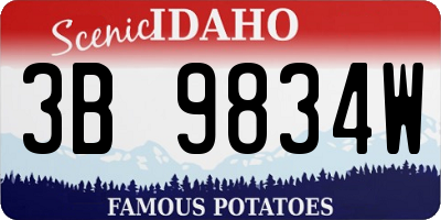ID license plate 3B9834W