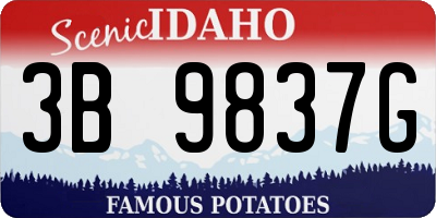 ID license plate 3B9837G
