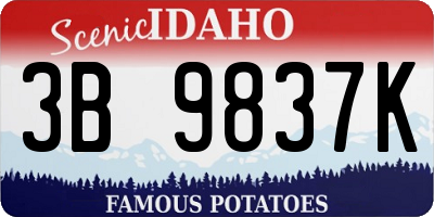 ID license plate 3B9837K