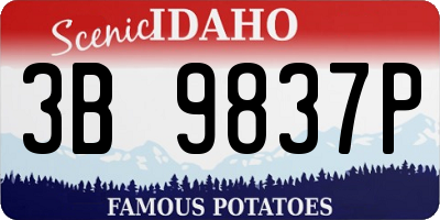 ID license plate 3B9837P
