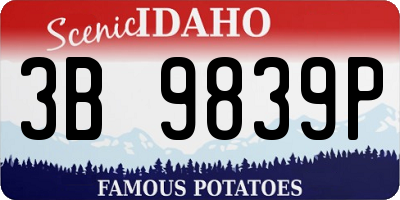 ID license plate 3B9839P