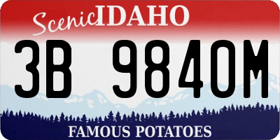 ID license plate 3B9840M