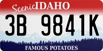 ID license plate 3B9841K