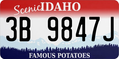 ID license plate 3B9847J