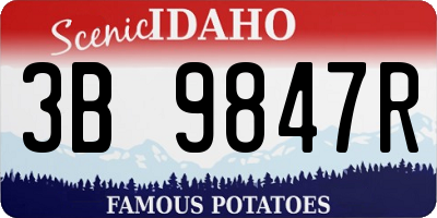 ID license plate 3B9847R