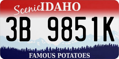 ID license plate 3B9851K