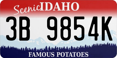 ID license plate 3B9854K