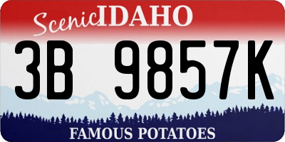 ID license plate 3B9857K